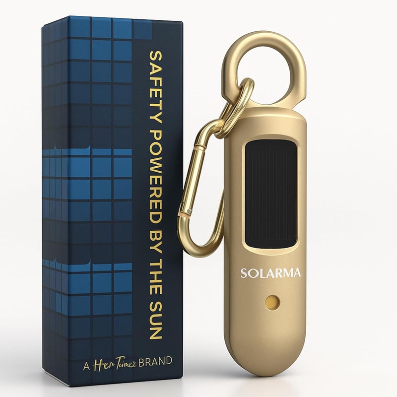 HerTime2 Solarma by | Solar Powered Personal Alarm for Women | Extra Loud Dual Siren + LED | Solar + USB-C Rechargeable | Ideal Gift for College Travel Running Realtors | Self Defense Safety Alarm - Image 1